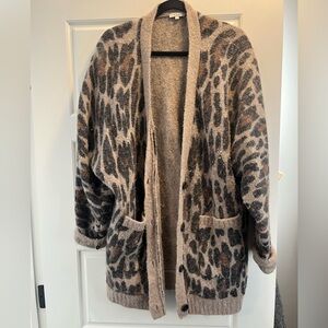 Rails Leopard Print Cardigan - Brown and Black